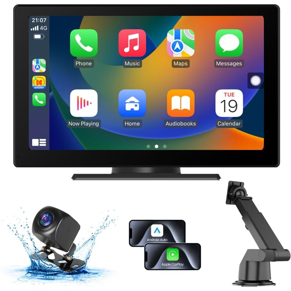Portable Apple Carplay Screen for Car, 9 HD Car Stereo Screen with Android